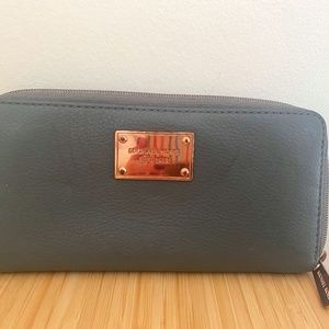 Michael Kors Wallet, Large, Gray leather, rose gold detail